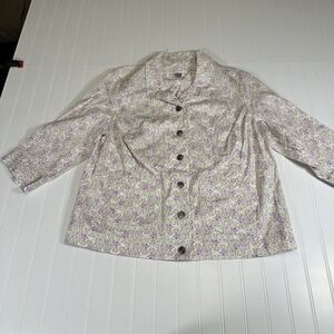 CJ Banks Tab Sleeve Button Up Jacket Women's Size X Geometric